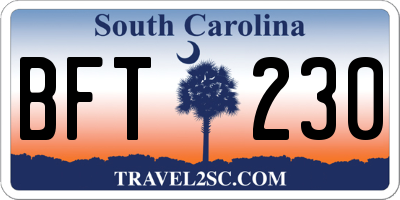 SC license plate BFT230