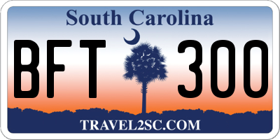 SC license plate BFT300