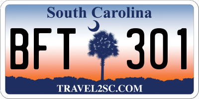SC license plate BFT301