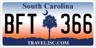 SC license plate BFT366