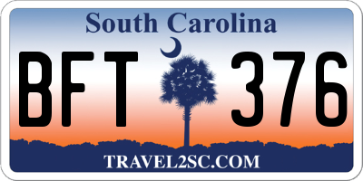 SC license plate BFT376