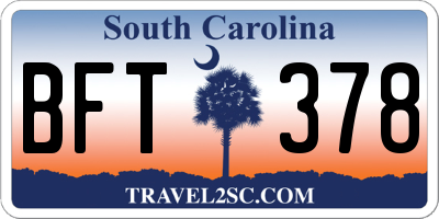 SC license plate BFT378