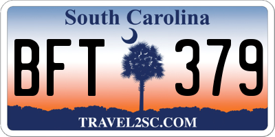 SC license plate BFT379