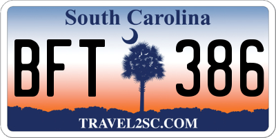 SC license plate BFT386