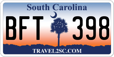 SC license plate BFT398