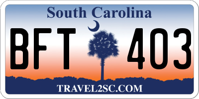 SC license plate BFT403