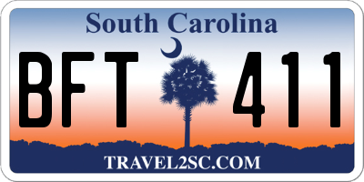 SC license plate BFT411