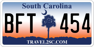 SC license plate BFT454