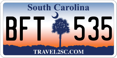 SC license plate BFT535