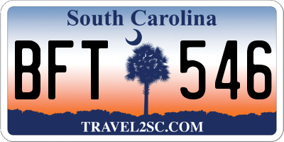 SC license plate BFT546