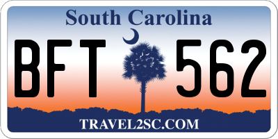SC license plate BFT562
