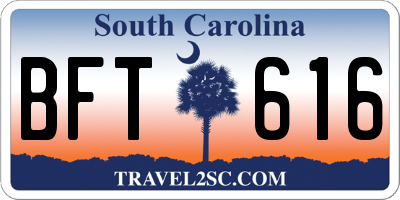 SC license plate BFT616