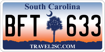 SC license plate BFT633