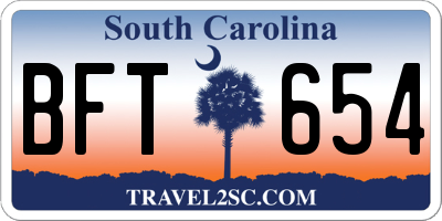SC license plate BFT654