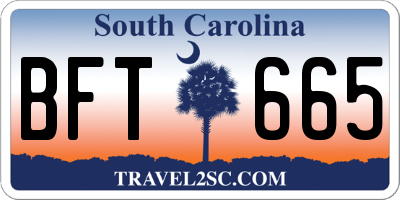 SC license plate BFT665