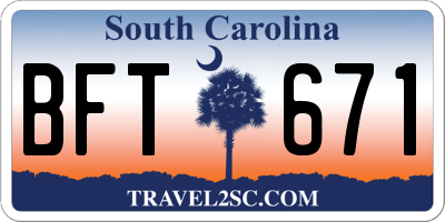 SC license plate BFT671