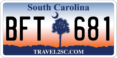 SC license plate BFT681