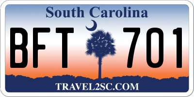 SC license plate BFT701