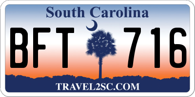 SC license plate BFT716