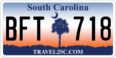 SC license plate BFT718