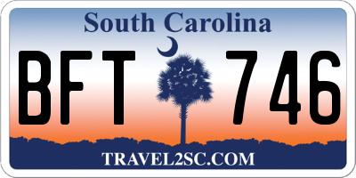 SC license plate BFT746
