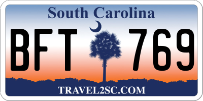 SC license plate BFT769