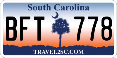 SC license plate BFT778