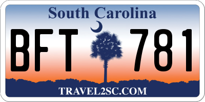 SC license plate BFT781