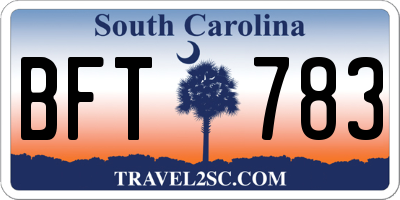 SC license plate BFT783