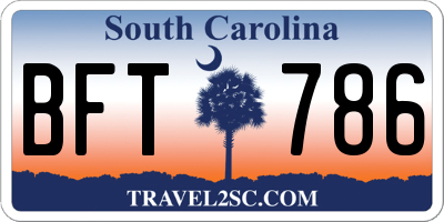 SC license plate BFT786