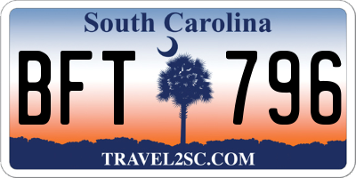 SC license plate BFT796