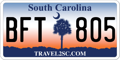 SC license plate BFT805