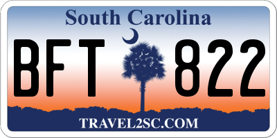 SC license plate BFT822