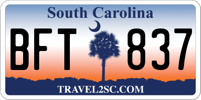 SC license plate BFT837
