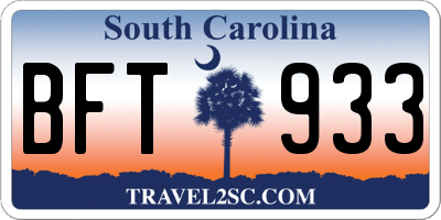 SC license plate BFT933