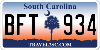 SC license plate BFT934