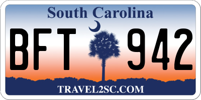 SC license plate BFT942