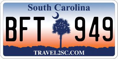 SC license plate BFT949