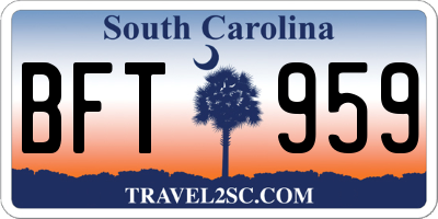 SC license plate BFT959