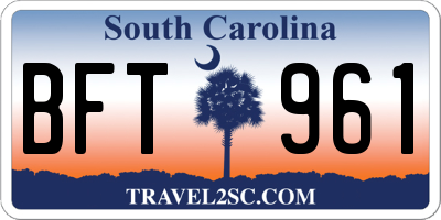 SC license plate BFT961