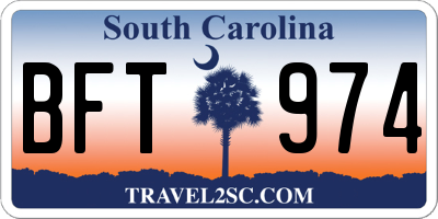 SC license plate BFT974