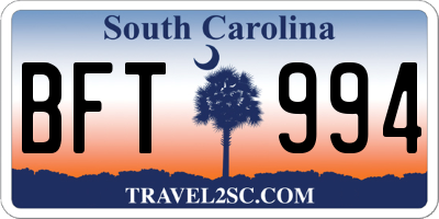 SC license plate BFT994