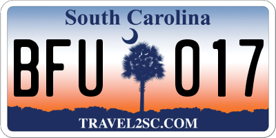 SC license plate BFU017