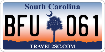 SC license plate BFU061