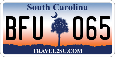 SC license plate BFU065