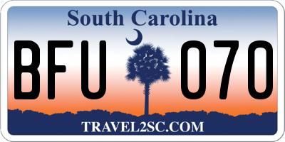 SC license plate BFU070