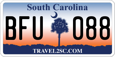 SC license plate BFU088