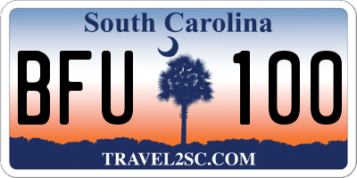 SC license plate BFU100