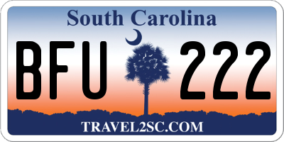 SC license plate BFU222