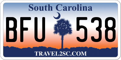 SC license plate BFU538